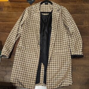 Jean Pascale Plaid Long Coat